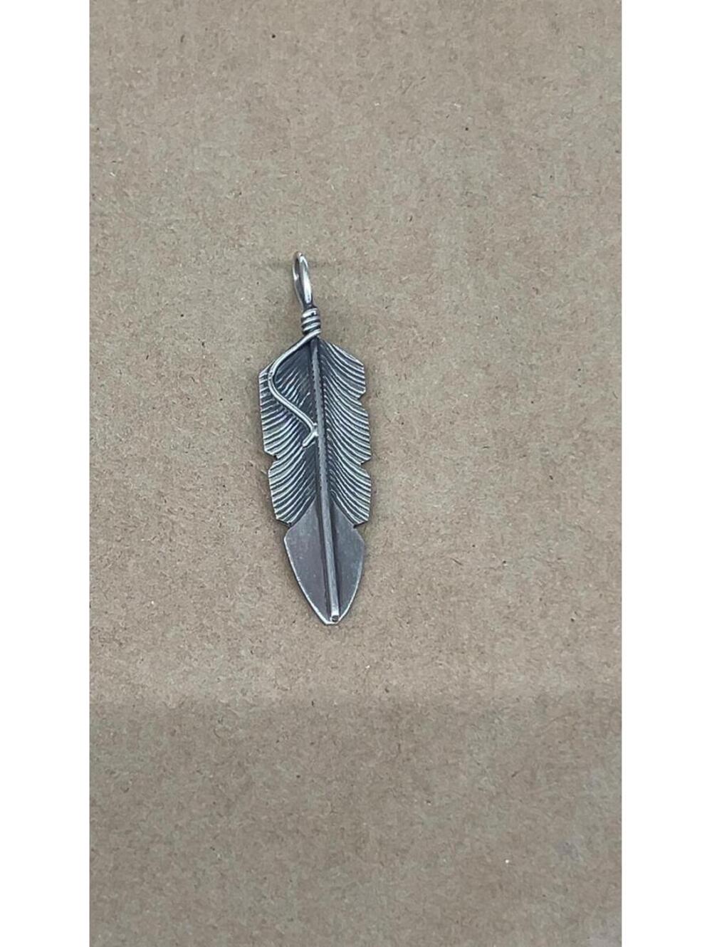 Navajo sterling silver feather design traditional pendant -Chris Charley